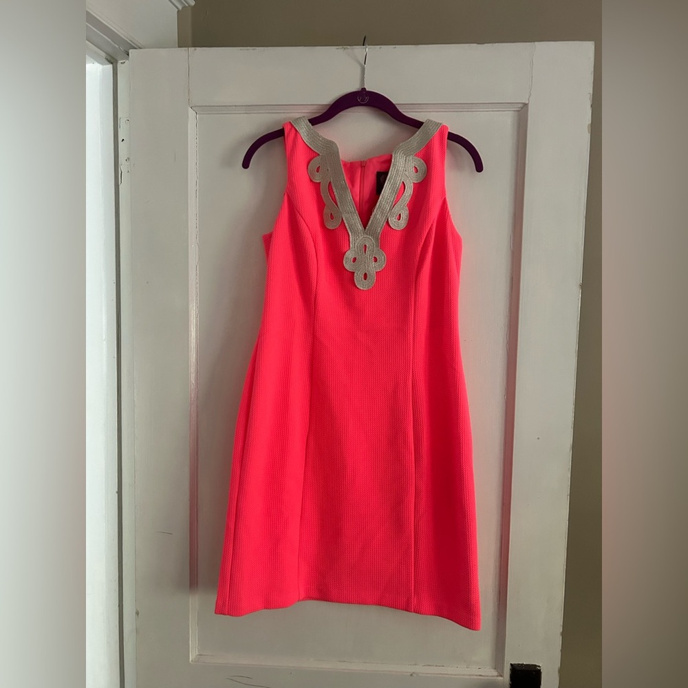 Vince Camuto Vibrant Pink Mini Dress with Silver Accents